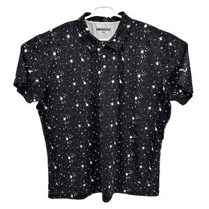 Shank It Golf Polo Mens 3XL Black Paint Splatter Print Short Sleeve Performance